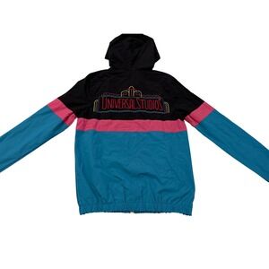 Universal Studios Colorblock Windbreaker Jacket Black Pink Blue Small RN124771